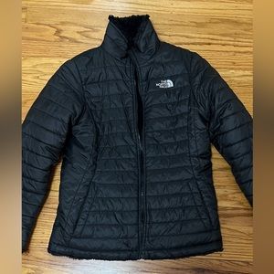 black north face fleece puffer zip up